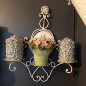 Elegant vintage double Wall Sconce  Floral Arrangement / candles